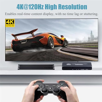 HDMI Switch 3 in 1 Out 4K 120Hz, HDMI Switcher 3x1 with IR Remote Control Support 4K@120Hz, 1080P@240Hz 3D, HDR, HDMI 2.1, HDCP 2.3, Compatible with PS5/ PS4/ PS3, Xbox, TV, DVD etc - color: Black