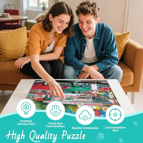 500 Pieces Jigsaw Puzzles, Retro Car and Food Station Jigsaw Puzzles - style: Retro