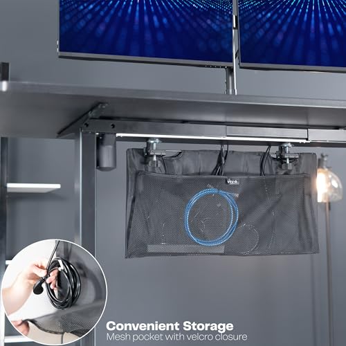 VIVO Black Clamp-on 30 inch Desk Cable Management Sleeve, DESK-SKIRT-30P | Privacy Desk Skirt, Cable Organizer, Wire Hider Kit Panel System - size: 30" Panel