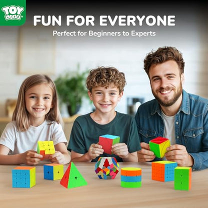 STEAM Life Speed Cube Set 10 Pack Magic Cube | Includes 2x2 3x3 4x4 5x5 Speed Cube, Pyramid Cube, Megaminx Cube Puzzle Cube Bundle Collection Cube, Toys Gift for Kids & Adults - color: 10 Pcs