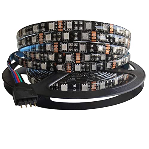 5M Black PCB 5050 RGB LED Strip Waterproof IP65 300 SMD Black PCB Board DC 12V Flexible Light - color: RGB (Red, Green, Blue)