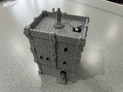 Medieval Castle Tabletop Terrain Set for 18mm & 28mm Miniatures – Paintable Wargame & Diorama Building Kit (3 Floors) - size: 3 Floors