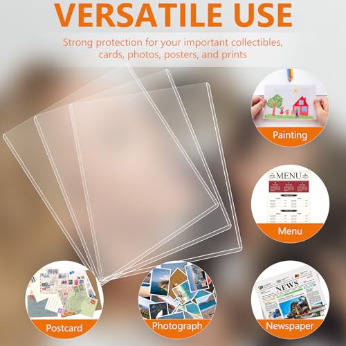AKONEGE 6PCS 8" x 10" Rigid Print Protectors Clear Hard Plastic Page Sheet Protectors Photo Holder Poster Plastic Sleeves for Arts, Prints, Autograph Pictures, Photographs, Birth Certificate Protector - size: 8" x 10"