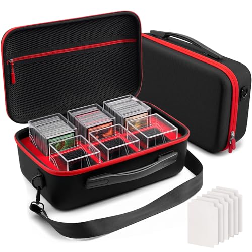 Trading Card Storage Box for MTG, 6 Pack Clear Commander Deck Cases Holding 600+ Sleeved Cards with 6 Dividers, Fit for CCG TCG Sports, Black - color: Black, size: 6 Slots