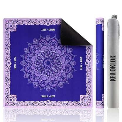 32.4x32.4 Inch Mandala Mahjong Mat with 3MM Noise Reduction | Rubber Anti Slip for Poker, Card, Board & Tile Games, Dominoes, Ships Rolled No Creases Mat - color: Lavender Purple
