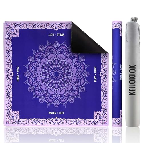 32.4x32.4 Inch Mandala Mahjong Mat with 3MM Noise Reduction | Rubber Anti Slip for Poker, Card, Board & Tile Games, Dominoes, Ships Rolled No Creases Mat - color: Lavender Purple