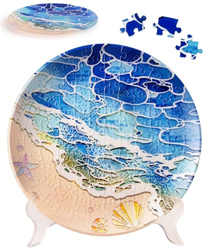 PieceRelax 3D Puzzle Plate 124 Pieces - Shells and the Sea - Jigsaw Puzzle for Adults, Decorative Plate with Durable Plastic Pieces, Ideal Gift for Home or Office Décor [PL1011] - color: Shells and the Sea
