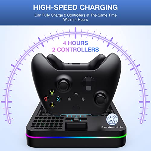 Cooling Charging Stand for Xbox Series X/S with 2 Headset Stand, Luckit Vertical Dual Controller Charger Station Dock Accessories with Cooling Fan, Fast Charging Station with 3 HUB USB Ports - size: Cooling Charging Stand