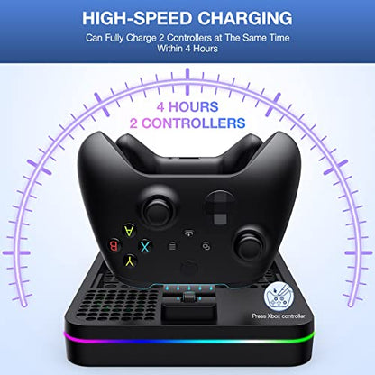 Cooling Charging Stand for Xbox Series X/S with 2 Headset Stand, Luckit Vertical Dual Controller Charger Station Dock Accessories with Cooling Fan, Fast Charging Station with 3 HUB USB Ports - size: Cooling Charging Stand