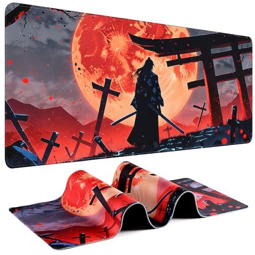 Gaming Mouse Pad - (31.5"×11.8") Japanese Samurai Large Mouse Pads for Desk - Desk Mat for Keyboard and Mouse with Non-Slip Base, Desks Pad Matfor Game/Office & Home - color: Japanese Samurai-3, size: 31.5L x 11.8W inches