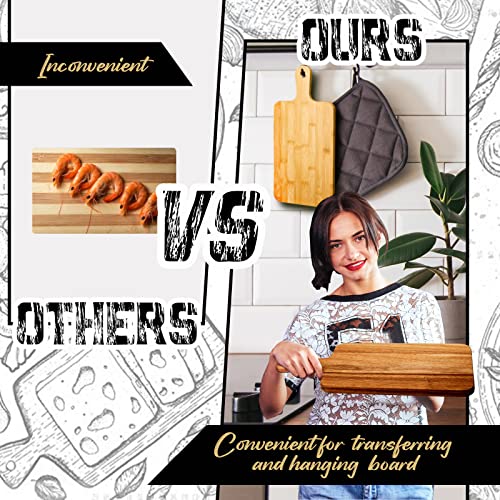 Nuenen 10 Pcs Wood Cutting Board with Handle 15.7 x 7.8 Inch Acacia Wooden Serving Kitchen Chopping Boards for Pizza, Bread, Cheese, Charcuterie, Fruit, Vegetables(Acacia) - color: Acacia, size: 15.7"L x 7.8"W