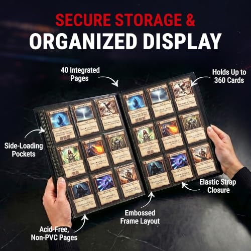 Ultra Pro Pokemon Card Binder 9 Pocket Full-View with Poke Ball Design – Trading Card Binder Holds 360 Cards Side Loading – Organizer for TCG Collectors with Elastic Strap for Sleeved Cards