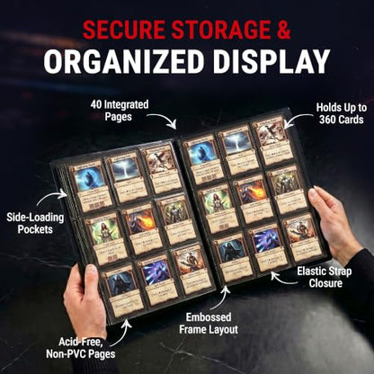 Ultra Pro Pokemon Card Binder 9 Pocket Full-View with Poke Ball Design – Trading Card Binder Holds 360 Cards Side Loading – Organizer for TCG Collectors with Elastic Strap for Sleeved Cards