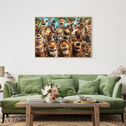 HUADAD Puzzles for Adults 1000 Pieces,1000 Piece Puzzles for Adults,Gift-Jungle Fun Party,Family Party Jigsaws Puzzles Game,Letter Partition Puzzles,1000 Piece Animal Puzzle - color: Jungle Fun Party