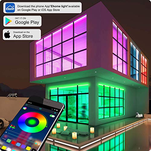 Micomlan 82Ft/25m LED Strip Lights, Music Sync Color Changing RGB LED Strip Built-in Mic, Bluetooth APP Controlled Home Lighting for Living Room Kitchen (APP+Remote+Mic+Music)