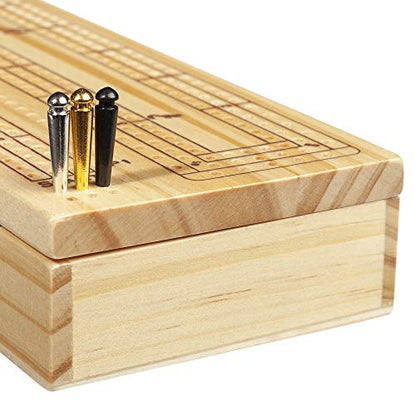 WE Games 3 Player Wooden Cribbage Set - Easy Grip Pegs and 2 Decks of Cards Inside of Board - Natural Wood - color: Natural