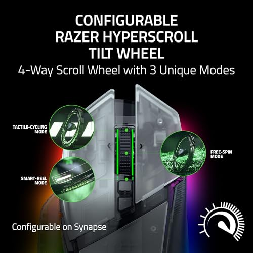 Razer Basilisk V3 Pro 35K Wireless Gaming Mouse, Phantom White | HyperScroll Tilt Wheel, 35K DPI Optical Sensor Gen 2, 13 Customizable Controls, RGB, Optical Switches Gen 3, 140 Hr Battery - color: Phantom White