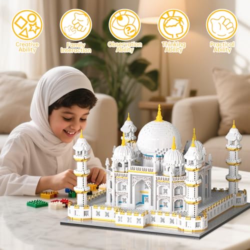 Architecture Taj Mahal Micro Mini Building Blocks Set,Landmarks Collection, Display Model Gift for Adults(4030 Pieces) - style: Taj Mahal
