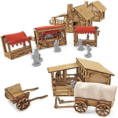 TowerRex Village DND Terrain 28mm Terrain DD Table Fantasy Miniature for Warhammer, Pathfinder, D&D