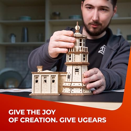 UGEARS Split Rock Lighthouse 3D Wooden Puzzles for Adults – Wooden Model Kits for Adults, Crafts for Adult, Model Kits to Build, Wooden 3D DIY Model Brain Teaser, Hobby Set - style: Split Rock Lighthouse