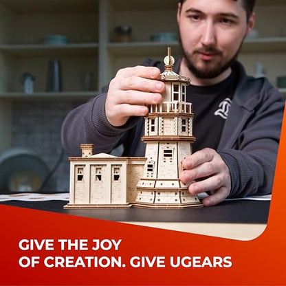 UGEARS Split Rock Lighthouse 3D Wooden Puzzles for Adults – Wooden Model Kits for Adults, Crafts for Adult, Model Kits to Build, Wooden 3D DIY Model Brain Teaser, Hobby Set - style: Split Rock Lighthouse
