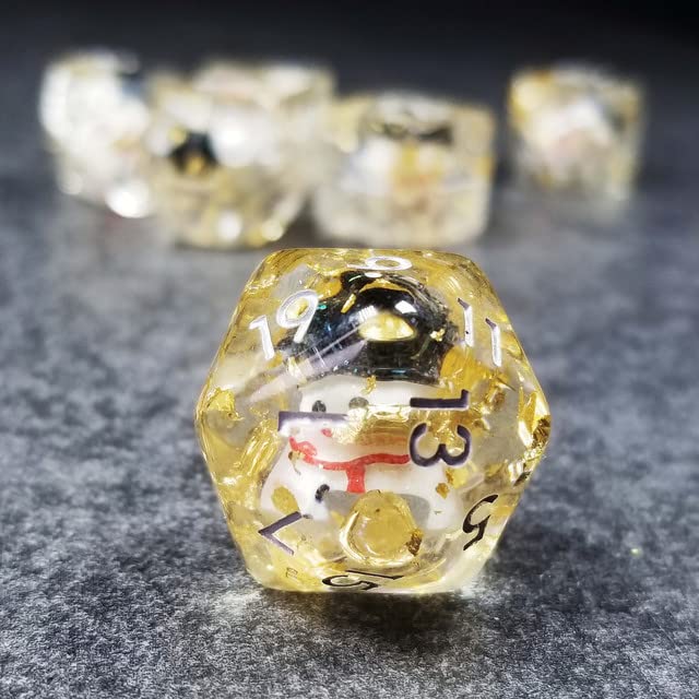 Sage's Portal Familiars and Reagents Resin DND Dice Set Polyhedral Dice Set for Dungeons and Dragons RPG Tabletop TTRPG (Snowman) - color: Snowman