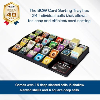 BCW Card Sorting Tray - 2 ct | 24-Cell Trading Card Organizer for TCG & Sports Cards | Compatible with Popular Games Like Pokémon, Baseball, and Magic Cards | Lightweight Card Sorter Tray - style: 2 Pack