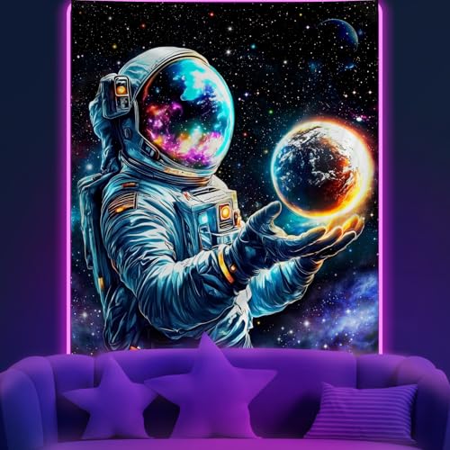 Apdidl Space Galaxy Tapestry for Bedroom,Astronaut Planet Poster Wall Decor | Outer Space Starry Star Fantasy Wall Hanging Men, Funny Art Tapestries Aesthetic for Boys Guys Gamer Living Room 51" X 60" - color: Universe Astronaut Tapestry, size: 60"L x 51"