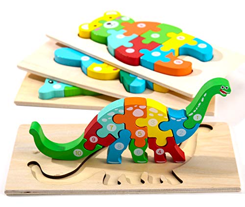 Montessori Mama Wooden Puzzles for Kids Ages 3-5, Montessori Toys for 3 Year Old, Animal Toys Ages 3+, 4-Pack Learning Puzzle