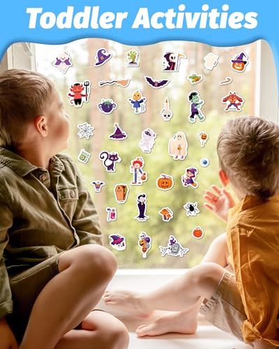 Walenced Reusable Sticker Book for Toddlers, Travel Stickers for Kids, Toddler Craft Activities Toys, Birthday Gifts for Boys & Girls - style: Halloween