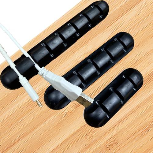 3Pcs Cable Management Clips, Self Adhesive Cord Organizer Holders 3 5 7 Slots for Desk Wire Management, Strong Hold Installation, Perfect Home Office Desk(Black) - color: Black