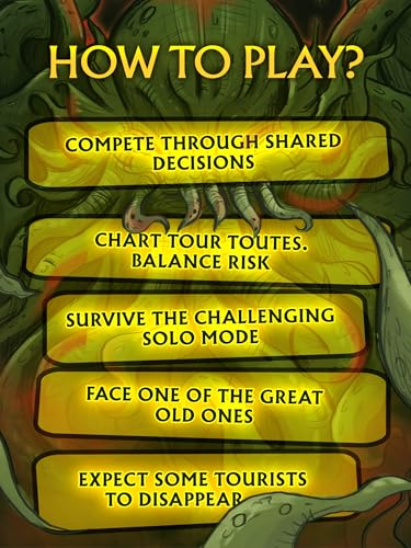 CrowD Games | Arkham Travel Guide | 1-4 Players | Ages 14 and up | Roll and Write | Tourism Game | Cozy Route Charting Puzzle | Creepy Lovecraft | Average Playtime 30 min