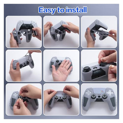ECHZOVE PS5 Controller Cover Case – 30th Anniversary Limited Edition Protective Silicone Skin for PlayStation 5 Controller, Anti-Slip, Sweat-Resistant, Shockproof Grip Case (Light Grey) - color: light grey