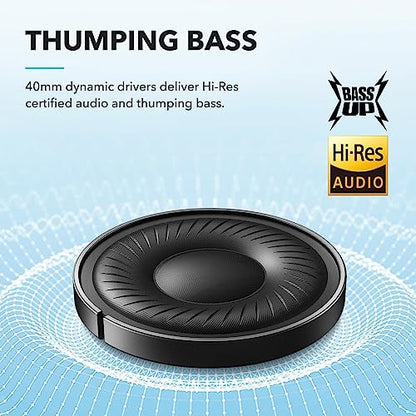 Soundcore by Anker Q20i Hybrid Active Noise Cancelling Headphones, Black | Over-Ear, Bluetooth, 40H ANC Playtime, Hi-Res, Big Bass, Transparency Mode, Customize via App, Travel, Home, Office - color: Black