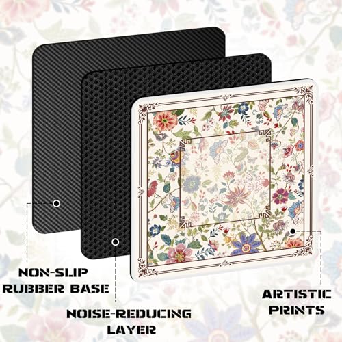 Mahjong Mat for Table (31.5 X31.5 in), Non-Slip Noise Reduction | Floral Mahjong Table Mat, Mah Jong Mat with Carrying Bag, Game Table Cover for Mahjongs Poker Card Dominoes, Christmas Gift - color: Flowers