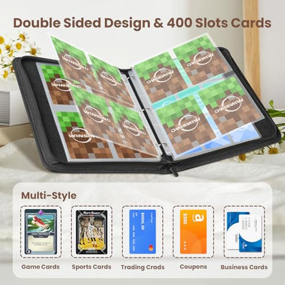 4 Pocket Trading Card Binder, 400 Card Capacity, Green - color: Deep Green, size: Small