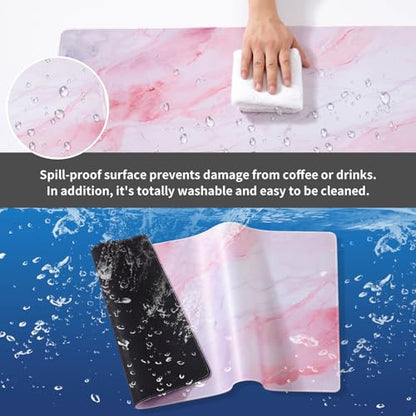 Pink Marble Mouse Pad, Pad para Mouse, Keyboard and Mouse Mat for Desk, DOBAOJIA Large Mouse Mat, Spill-Proof Surface and Anti-Skid Base, XL 27.6” x 11.8” 70 x 30cm - color: Pink Marble1, size: 27.6L x 11.8W inches