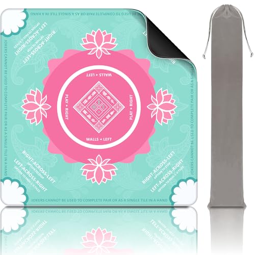 Mahjong Mat for Table, American Mahjong Mat(Green) | 31.5" x 31.5",Anti-Slip, Noise-Reducing Gaming Mat for Mahjong/Poker/Board Games/Card Games/Dominoes - color: Green