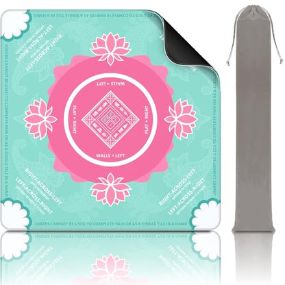 Mahjong Mat for Table, American Mahjong Mat(Green) | 31.5" x 31.5",Anti-Slip, Noise-Reducing Gaming Mat for Mahjong/Poker/Board Games/Card Games/Dominoes - color: Green