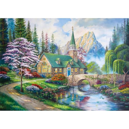 1000 Piece Jigsaw Puzzles for Adults,Beautiful Countryside Puzzle with 1:1 HD Poster, Precise Interlocking, Letter Markings on Back, Dust-Free, Stress Relief & Ideal Family Game Gift - color: Beautiful Countryside
