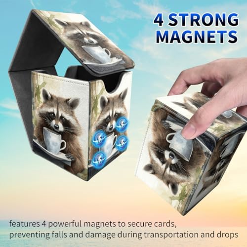 Raccoon Card Deck Box, MTG Commander Deck Box Card Deck Case for Trading Cards, 100+ Sleeved Cards with PU Leather Magnetic Card Storage Box for TCG CCG Magic Cards - color: 416