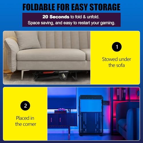 GTPLAYER Sim Racing Wheel Stand Simulator Cockpit Wheel Stand Racing Steering Shifter Mount fit for Logitech G25 G27 G29 G920 G923 Thrustmaster T330TS Gaming Stand Wheel Pedals NOT Included, Black - color: Black