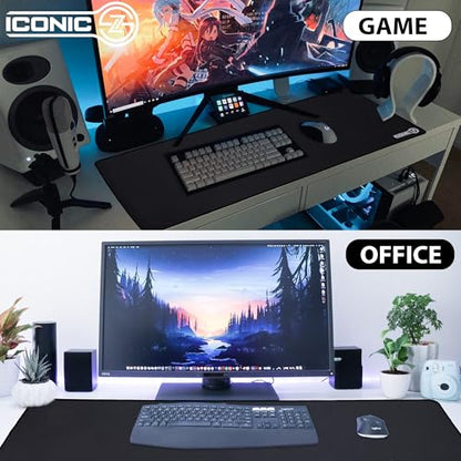 XXL Extended Gaming Mouse Pad/Mat 40"x18"(Black) - Large & Wide Desk Cloth Mousepad - Stitched/Water Proof/Non Slip Base - color: Black, size: XXL 40"x18"
