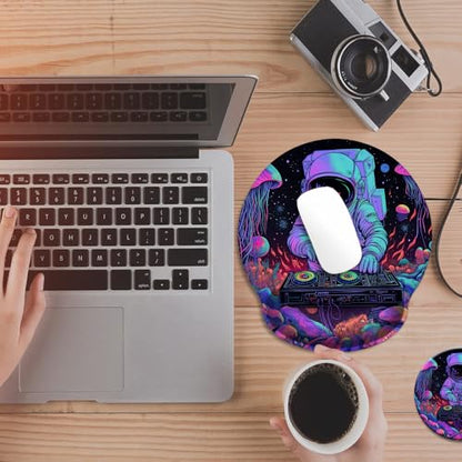 Mouse Pad with Wrist Support, Ergonomic Mouse Pad with Memory Foam Wrist Rest Cushion, Non-Slip Rubber Base Gaming Mice Pad for Home Office Computer Laptop,Cyberpunk Space - color: Cyberpunk Space