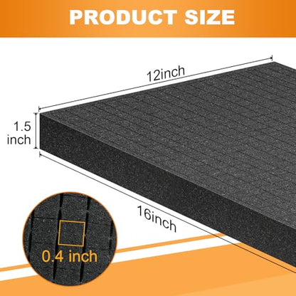 Eunice 4 Pcs 16" x 12" x 1.5" Pick-and-Pluck Foam Padding Sheets | Custom Foam Inserts for Cases, Toolboxes, Camera Storage, Packing and Crafts, High Density Shock Absorbing Protection - size: 4PCS-16*12*1.5 Inches