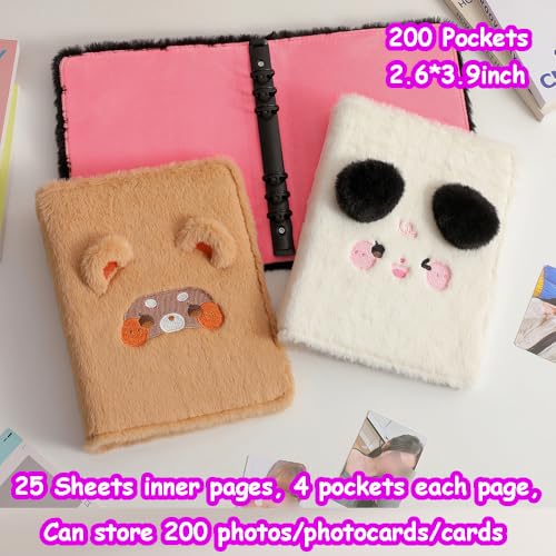 Kpop Photocard Binder with 6 Stickers Sheet & 50 Shinning Protective Sleeves Kpop Photocard Holder Book with Kpop Photocard, A5 Binder Photocard Album 30 Inner Pages with 240 Pockets (Blackplush) - color: Blackplush
