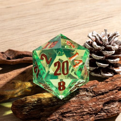 55mm 20 Sided DND Dice, Giant D20 D&D Polyhedral Dice Large D20 with Die Gift Box for D&D, RPG Table Games (Transparent Green) - color: Transparent Green Gold Number