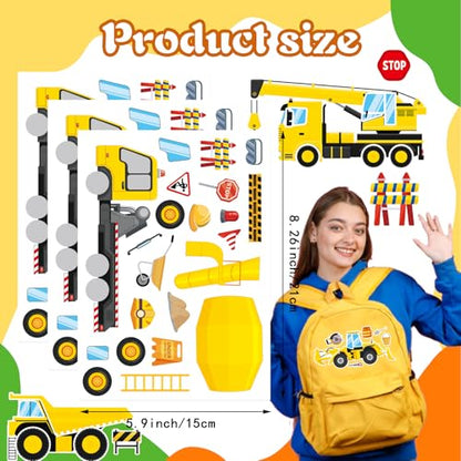 Make a Face Sticker, Make Your Own Vehicle, Truck, Excavator Stickers | 24 Sheets Construction Stickers for Toddlers, Brithday Party Supplies Classroom Teacher Reward - style: Construction Stickers