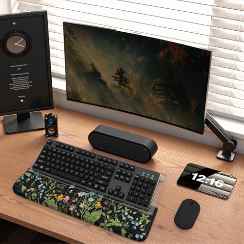 Keyboard Wrist Pad with Non Slip PU Base, 3-Level Height Adjustment Keyboard Stand, Comfy Ergonomic Wrist Rest for Office Home Woman (Grass/Black) - color: Black