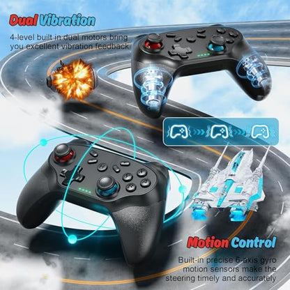 Xexvyrin Wireless Controller for PC， Turbo, Gyro Axis, Dual Vibration(RGB BLACK) (green) - color: Green